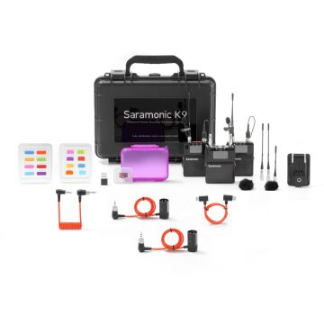 Saramonic K9 Profesyonel Çift Kanallı Dijital UHF Kablosuz Yaka Mikrofon Kit – Onboard 32-Bit Ses Kaydı, Timecode Senkronizasyonu, Geniş 550-960 MHz Spektrum