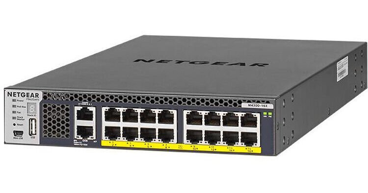 Netgear XSM4316PB-100NES Netgear Half-Width 16x100M/1G/2.5G/5G/10GBASE-T with PoE+ (600W PSU)