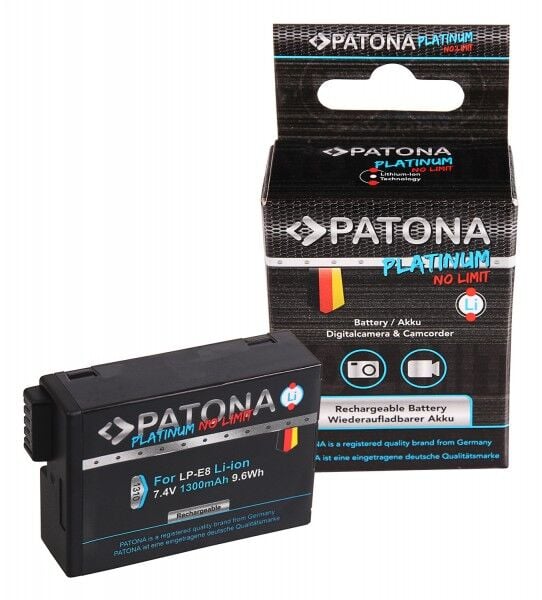 PATONA 1310 Platinum Canon LP-E8 Uyumlu Yüksek Kapasiteli Batarya