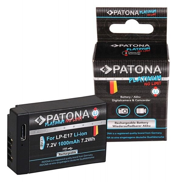 PATONA 1352 Platinum Canon LP-E17 Uyumlu USB-C Girişli Yüksek Kapasiteli Batarya