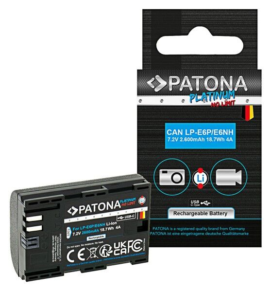 PATONA 1361 Platinum LP-E6P Canon Uyumlu Yüksek Kapasiteli USB-C Batarya