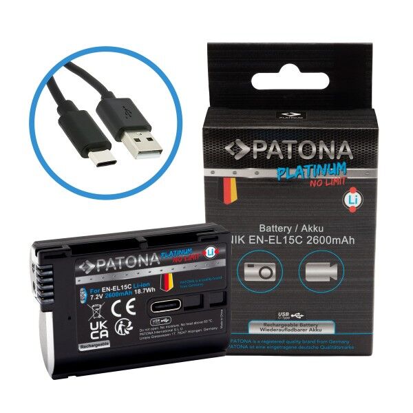 PATONA 1363 Platinum Nikon EN-EL15 Serisi Uyumlu USB-C Girişli Yüksek Kapasiteli Batarya