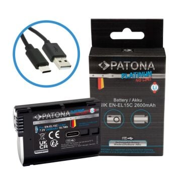 PATONA 1363 Platinum Nikon EN-EL15 Serisi Uyumlu USB-C Girişli Yüksek Kapasiteli Batarya