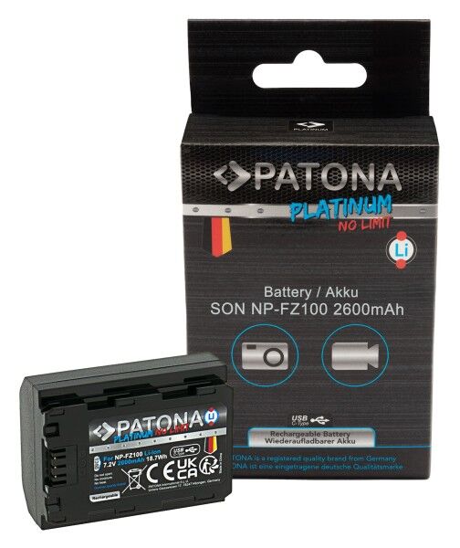 PATONA 1360 Platinum NP-FZ100 Sony Uyumlu USB-C Girişli Yüksek Kapasiteli Batarya