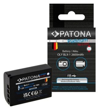PATONA 1372 Platinum 2600mAh Li-Ion USB-C Kamera Bataryası (Olympus BLX-1 Uyumlu)