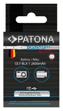 PATONA 1372 Platinum 2600mAh Li-Ion USB-C Kamera Bataryası (Olympus BLX-1 Uyumlu)