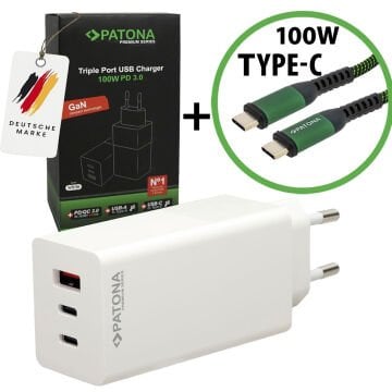 PATONA 2640 GaN 65W PD3.0 QC3.0 Hızlı Şarj Cihazı | 3 Portlu Kompakt Güç Adaptörü