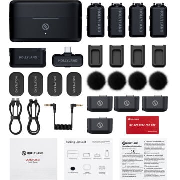 Hollyland LARK MAX 2 Combo 4 Kişilik Kablosuz Yaka Mikrofonu