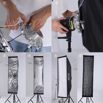 GVM 30x120CM Kolay Kurulum Gridli Softbox