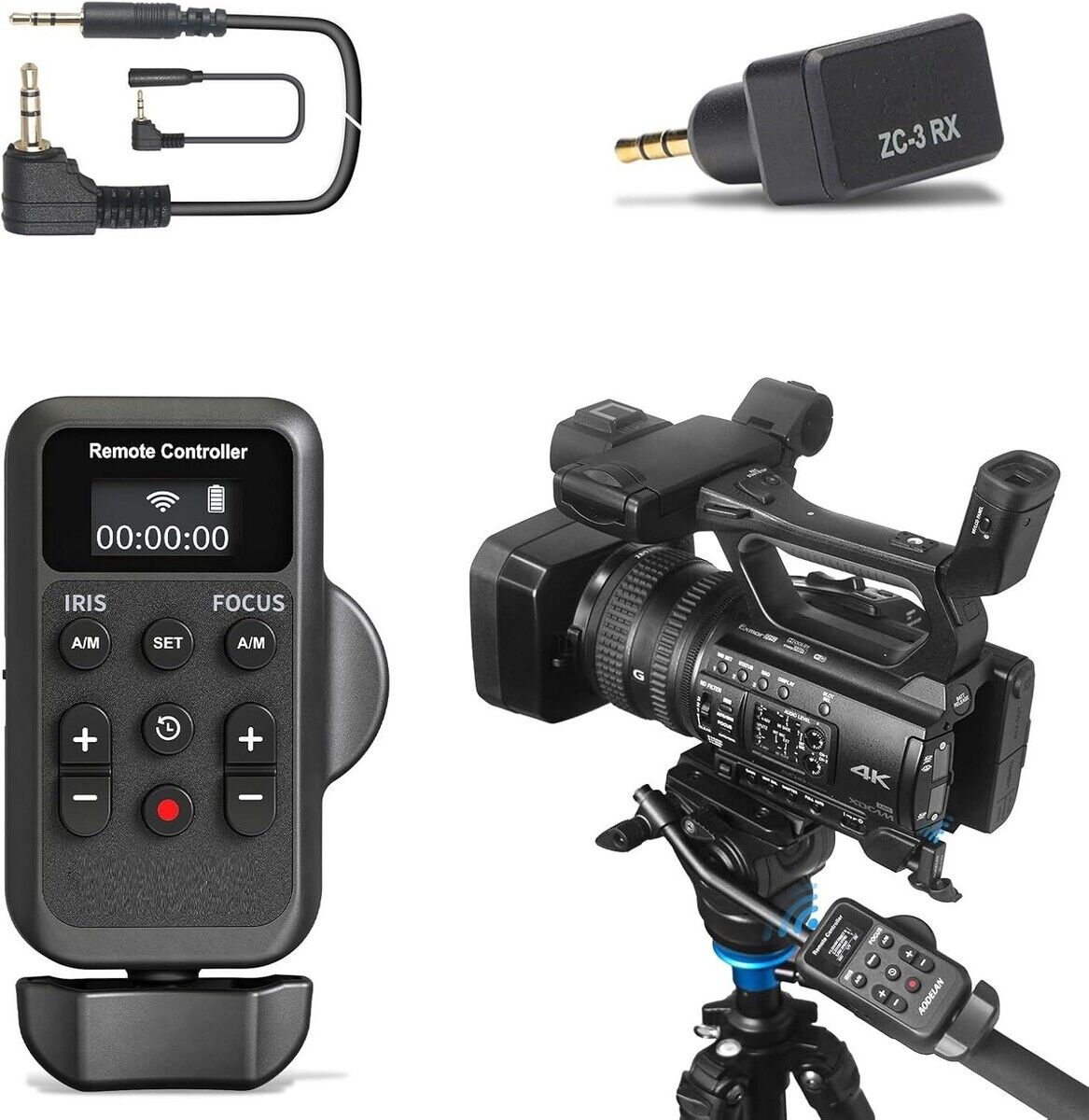 AODELAN ZC-3 LANC Kumanda – Zoom & Focus Kontrol + Kayıt/Fonksiyon Tuşu