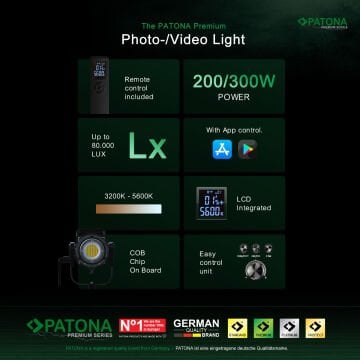 Patona 4281 Premium Led Işık COB-200 APRC App Kontrol