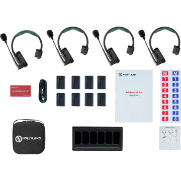 Hollyland Solidcom SE Pro 4S 4 Kişilik Full Duplex Tek Kulak Kablosuz Intercom Kulaklık Sistemi 1.9 GHz DECT