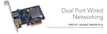 Presto Gigabit Ethernet Server 2-Port PCIe Card (Supports Jumbo Packets and Link Ag