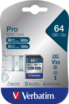 Verbatim 64GB SDXC Pro U3 Hafıza Kartı