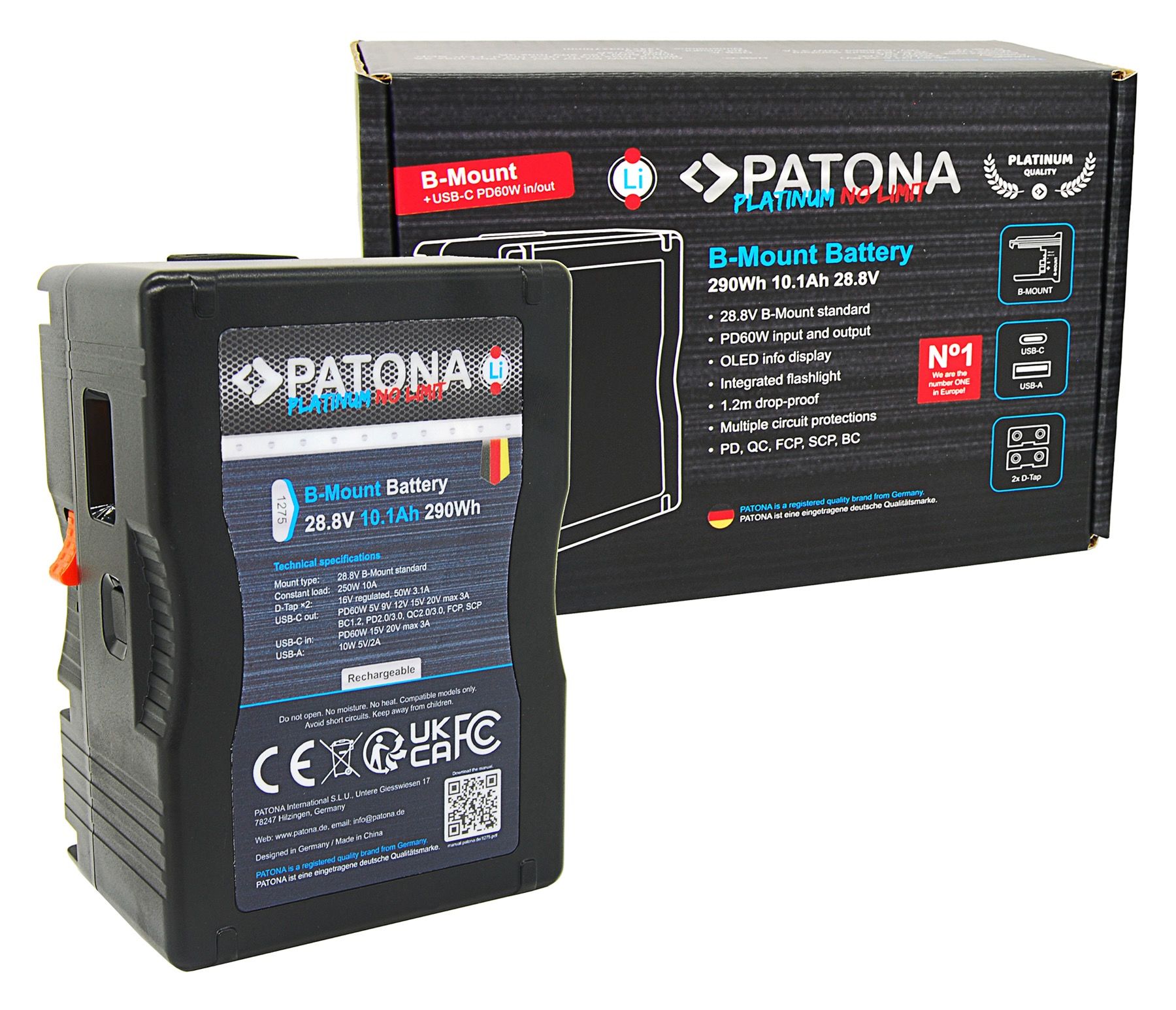 Patona Platinum Battery B-Mount 290Wh 28.8V 10A PD60W in/out