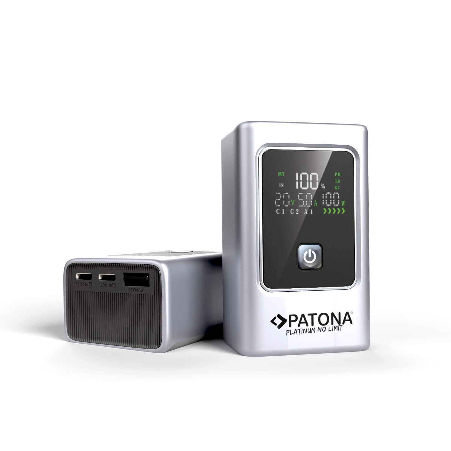 PATONA 4238 Platinum Powerbank, 10000mAh Taşınabilir Şarj Cihazı, 35W PD Hızlı Şarj, 2 USB-C ve 1 USB-A Portlu, LCD Ekranlı