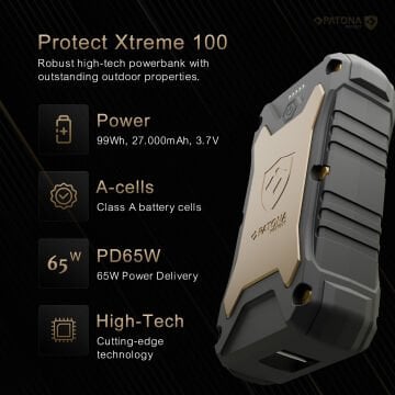 Patona Extreme Powerbank 27.000mAh – Outdoor, 65W Hızlı Şarj, Kablosuz Destekli